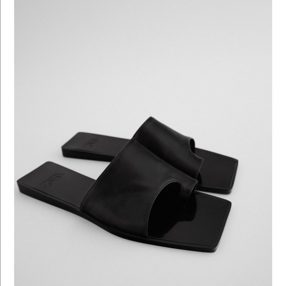 Zara asymmetric LEATHER slide